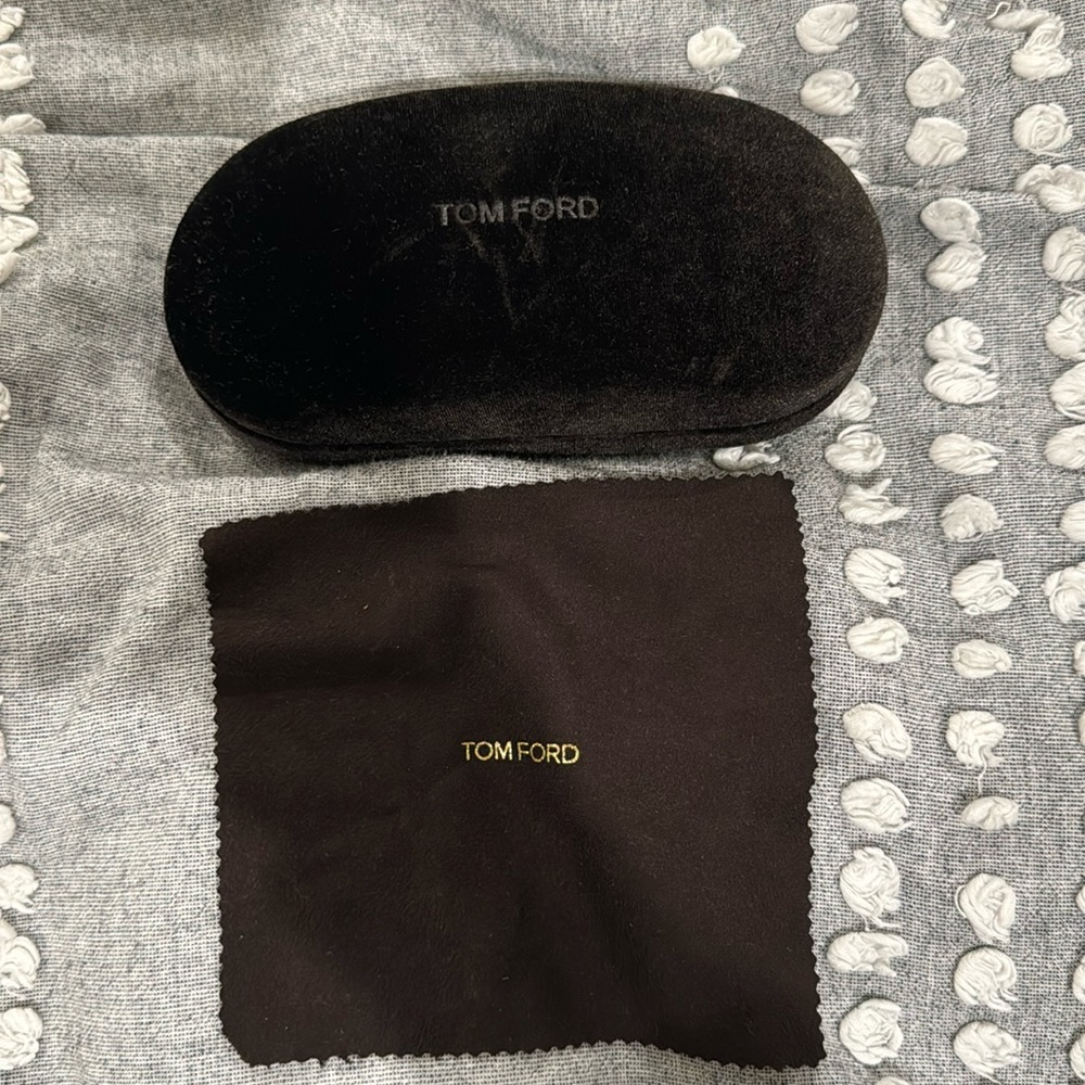 Tom Ford sunglass case with towel